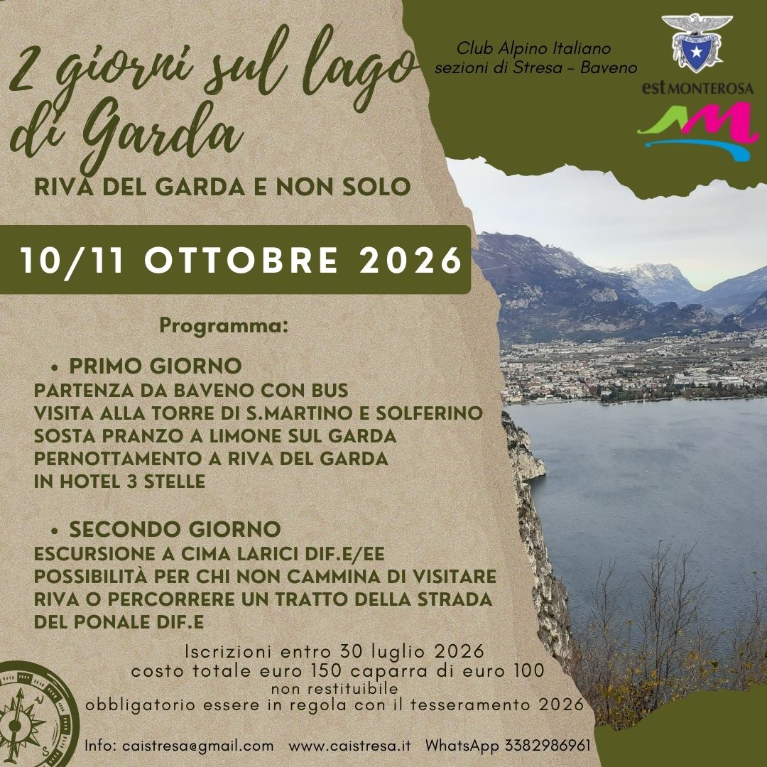 escursione sul lago di Garda 10/11 ottobre 2026 escursione sul lago di Garda 10/11 ottobre 2026